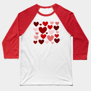 Christmassy Red Love Hearts Romantic Baseball T-Shirt